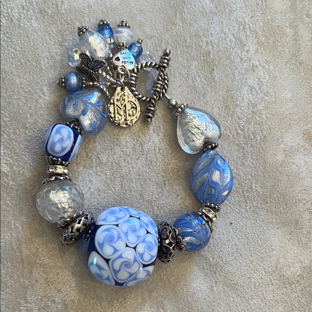 Artisan Blue and Silver Charm Bracelet